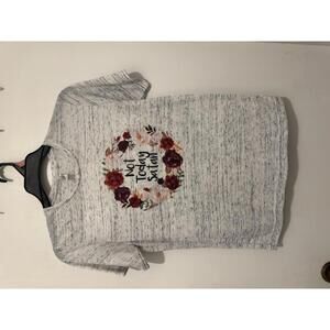 Heather Gray T-Shirt with Floral 'Not Today Satan' Print Size Small